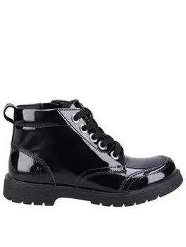 Image of Hush Puppies Jolie Patent Senior School Boot _ Black, Size 5 Older