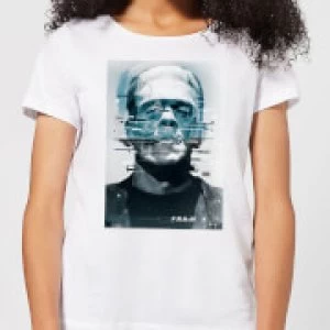 Image of Universal Monsters Frankenstein Glitch Womens T-Shirt - White - 3XL