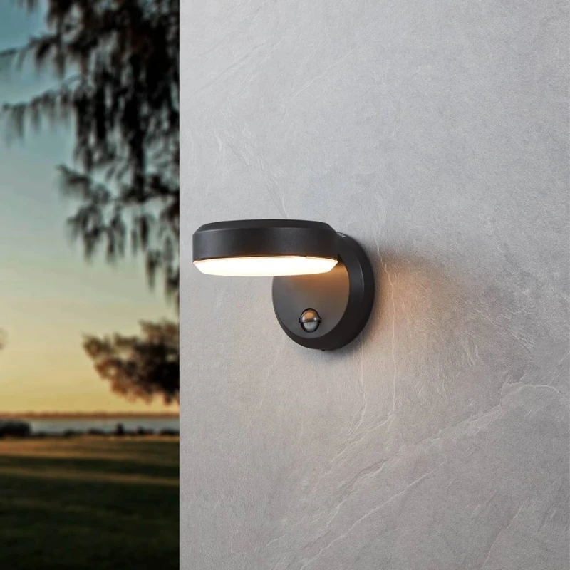 Image of Eglo FORNACI Outdoor LED Wall Light, Motion Sensor, Warm White, IP44, Black Unisex
