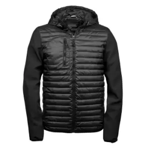 image of Teejays Mens Hooded Full Zip Crossover Jacket (XL) (Black)