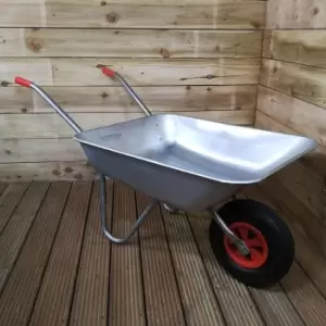 image of 65 Litre 60kg Capacity Galvanised Samuel Alexander Metal Garden Wheelbarrow with Pneumatic Tyre