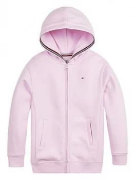 image of Tommy Hilfiger Girls Heritage Logo Zip Through Hoodie - Pink