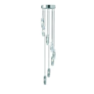 Image of 8 Light Spiral Cluster Pendant Chrome, K9 Glass Eight, G4 Bulb