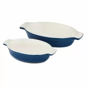 image of Barbary & Oak Oval Oven Dish, Set Of 2 - Blue