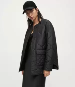 Image of AllSaints Womens Foxi Liner Jacket, Black, Size: 10