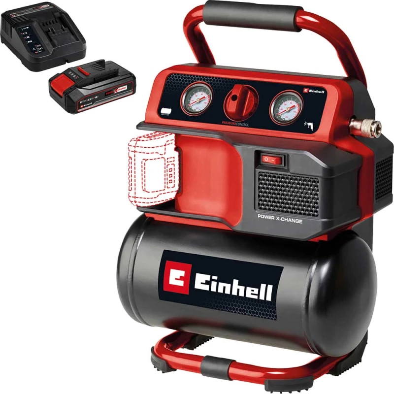 Image of Einhell TE-AC 18/75 Li OF 18v Cordless Oil Free Air Compressor 5 Litre TE-AC 18/75 Li OF Batteries: 1 x 2.5ah Li-ion