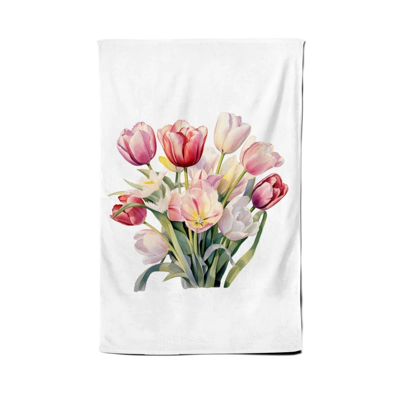 Image of Warren Reed - Designer Spring Tuplips Watercolour Tea Towel Multicolor Unisex