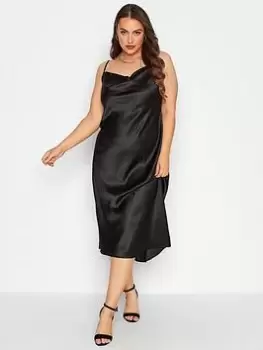 Image of Yours Satin Cowl Neck Dress - Black, Size 14, Women