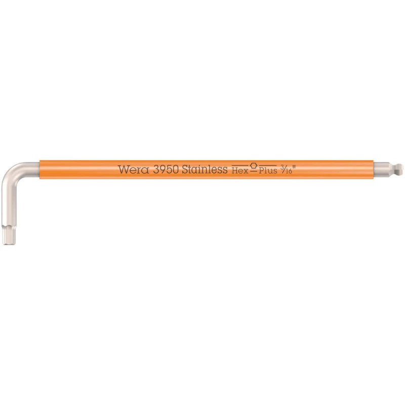 Image of Wera 3950 SPKL Stainless Steel Multicolour Hex Key Imperial 5022854001 Size: 3/16"