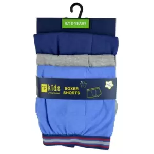 image of Tom Franks Boys T-Kids Boxer Shorts (Pack Of 3) (5-6 Years) (Navy/Grey/Blue)