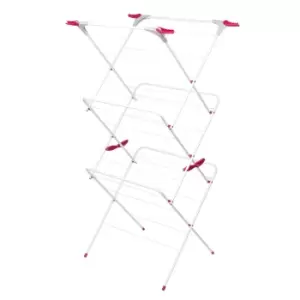 image of Kleeneze Elegant Three-Tier Clothes Airer, 64 x 45 x 138cm - Pink/Grey