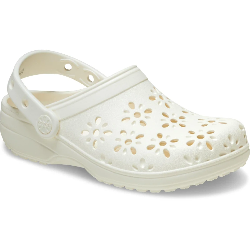 Image of Crocs Unisex Classic Floral Cut-Out Clogs Chalk W4/M3