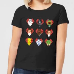 Image of Star Wars Valentine's Pixel Montage Womens T-Shirt - Black