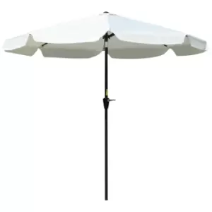 image of Outsunny 2.66m Patio Umbrella Garden Parasol Outdoor Sun Shade Table Umbrella with Ruffles, 8 Sturdy Ribs, Cream White