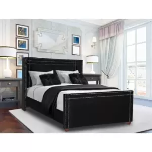 Image of Envisage Trade - Cubica Upholstered Beds - Plush Velvet, King Size Frame, Black - Black