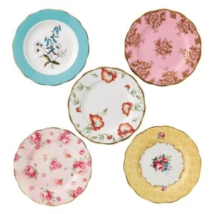Image of Royal Albert 100 years 5 piece set of 20cm plates 1950 1990