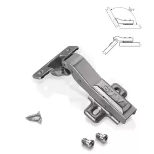 Image of GTV Angular 30 Hydraulic Clip-on Soft Close Wardrobe Door Hinge - with Euro Scre