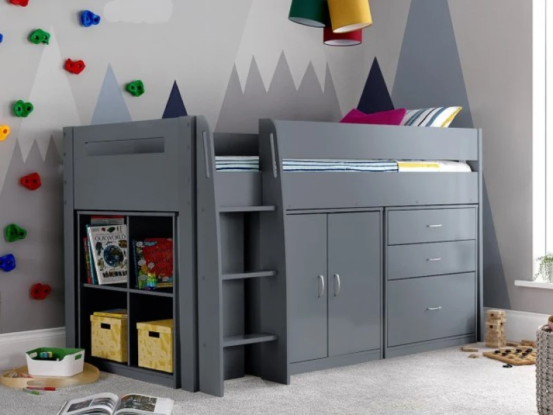Image of BEDMASTER Lacy Grey Storage Mid Sleeper Bed LAGMSB