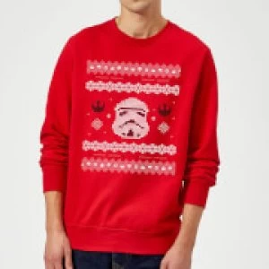 Image of Star Wars Christmas Stormtrooper Knit Red Christmas Sweatshirt - L - Red