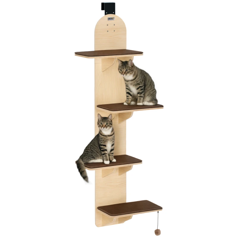 Image of PawHut 4-Level Cat Tree Door Mounted with Washable Plush Pads, Toy Ball D30-922V00AK