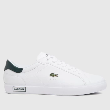 image of Lacoste White & Green Powercourt Trainers