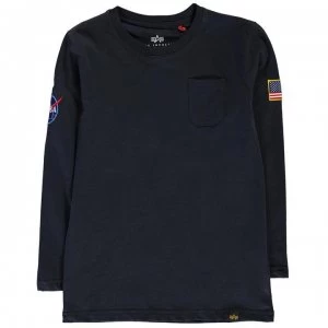 Alpha Industries Nasa Long Sleeve Badge T Shirt - Rep Blue