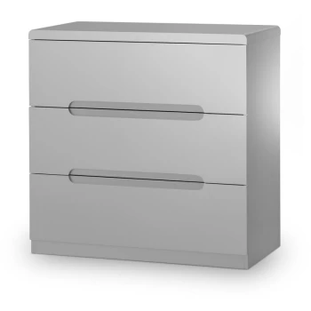 image of 3 Drawer Chest Of Drawers Grey High Gloss Bedroom - Naomi