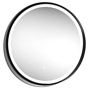 image of Wickes Byron Colour Changing Matt Black Round LED Mirror - 600mm