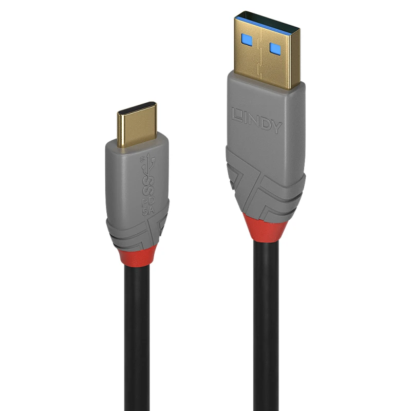 Image of Lindy 3m USB 3.2 Type A to C Cable. 5A PD. Anthra Line