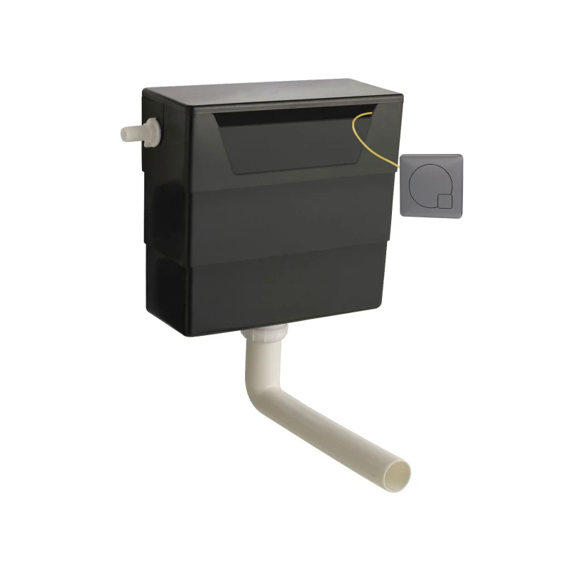 Image of Balterley Water Saving Dual Flush Side Inlet Push Button Brushed Pewter Black Black