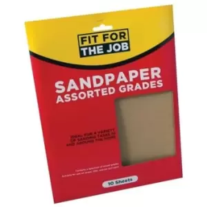 image of Fit For The Job 10Pk Sandpaper - Assorted Grades- you get 10