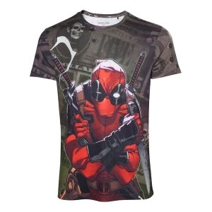 image of Deadpool - Dollar Bills Mens XX-Large T-Shirt - Multi-colour