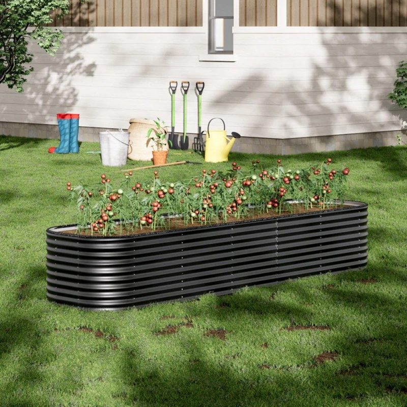Image of Breeins 320cm Oval-shaped Raised Garden Bed Anthracite - Grey Grey M