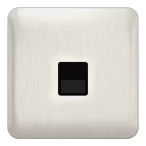 Image of Schneider Electric Lisse Screwless Deco - Single Telephone Socket, Secondary, 240V, GGBL7062BSS, Stainless Steel with Black Insert