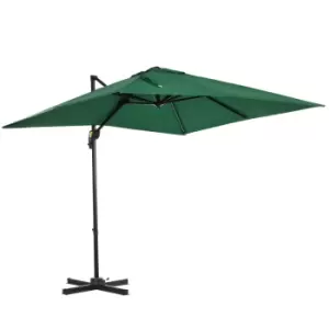 image of Outsunny Square Umbrella Parasol W/360° Rotation, 245Lx245Wx248H cm-Green