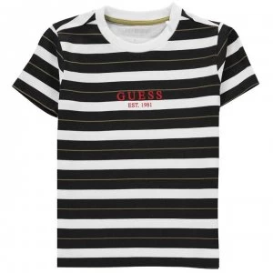 Guess Stripe T Shirt - Black/Wht SD91