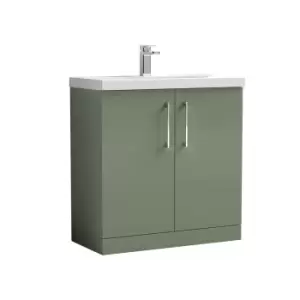 Nuie Arno 800mm Floor Standing 2 Door Vanity & Basin 3 Satin Green