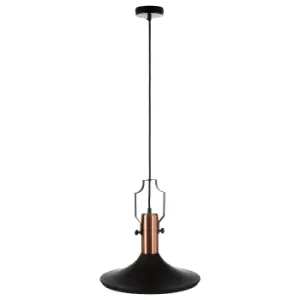 image of Premier Housewares Argo Large Pendant Lamp in Black/Brushed Copper