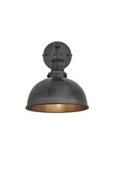 image of Brooklyn Dome Wall Light, 8 Inch, Pewter, Pewter Holder