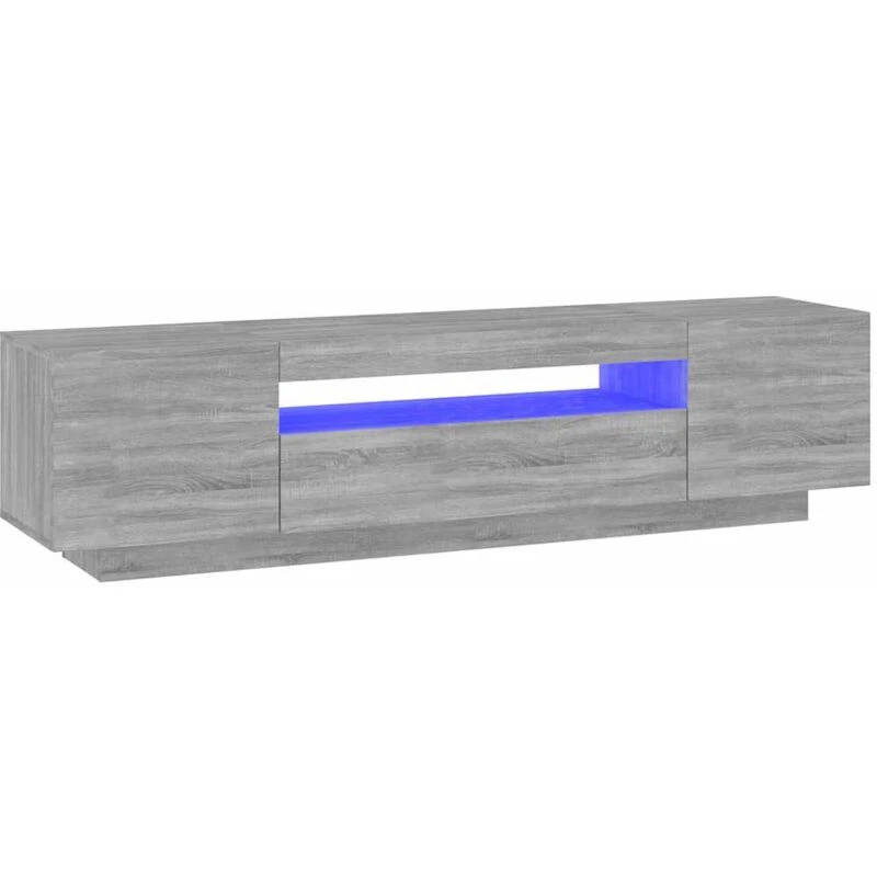 Image of Vidaxl TV Cabinet With LED Lights Grey Sonoma 160X35X40 Cm, Grey 815727