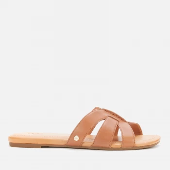 image of UGG Womens Teague Leather Mule Sandals - Tan - UK 3