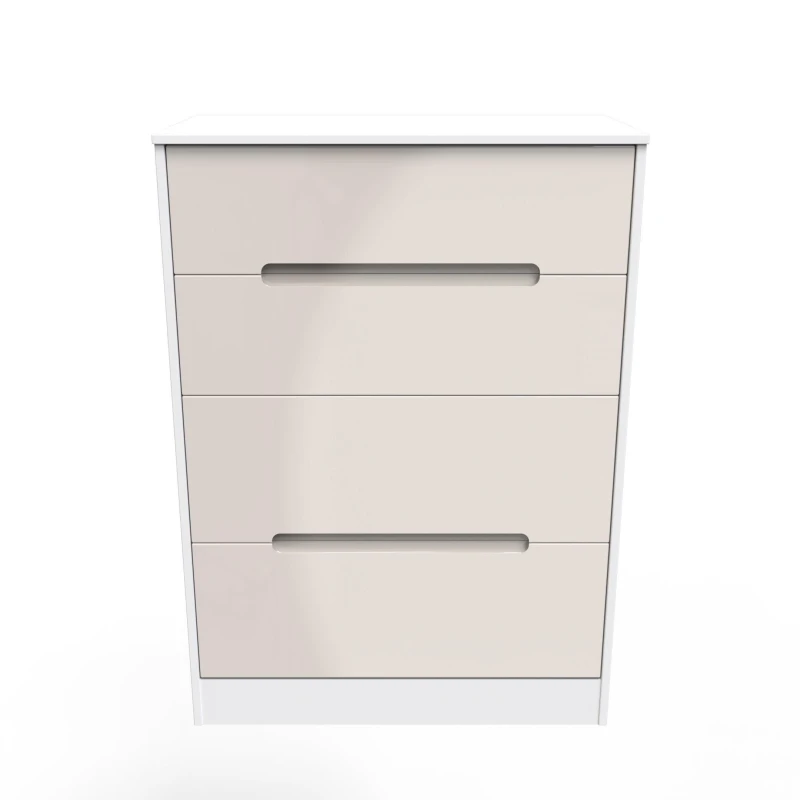 Image of Turin 4 Drawer Deep Chest In Kashmir Gloss & White (Ready Assembled)
