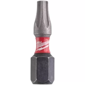 image of Milwaukee Shockwave Impact Duty Torx Screwdriver Bits TX20 25mm Pack of 2