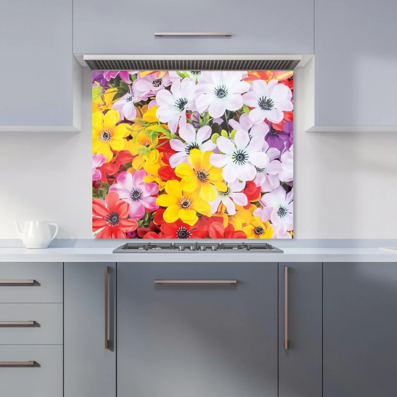 Image of Warren Reed - Designer Spring Flowers Kitchen Splashback in Yellow Size: 900mm x 650mm Yellow Unisex 900mm x 650mm