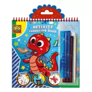 Image of SES CREATIVE Childrens Activity Colouring Book Metallic 3-in-1 Set, 3 Years and Above (00115)