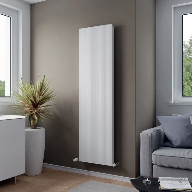 Image of Agadon Madrid Designer Aluminium Radiator in White Size: 1800mm x 400mm White Unisex 1800mm x 400mm