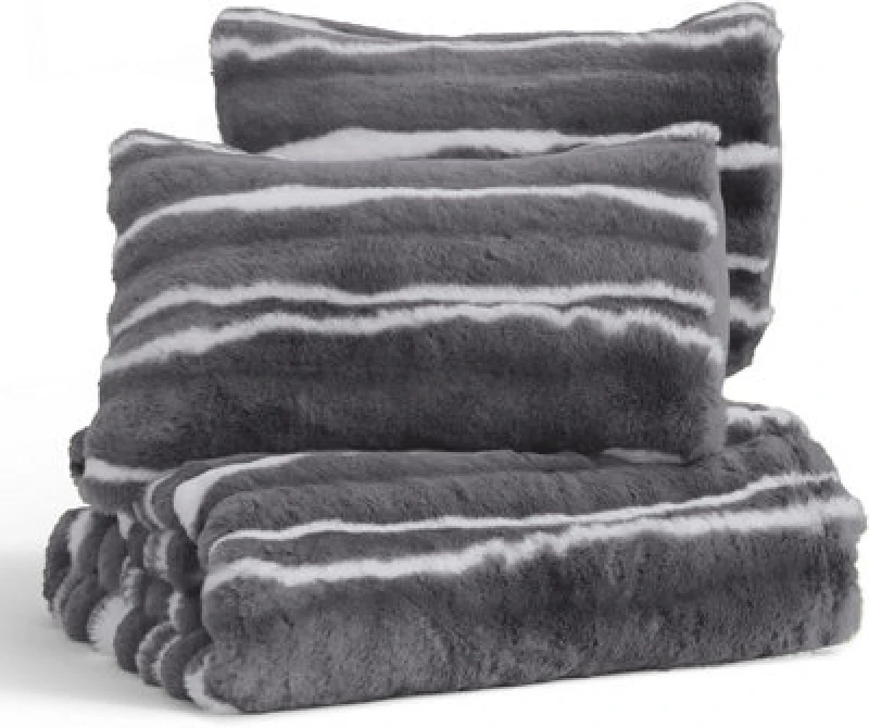 Image of Sweet Dreams Charcoal Bubble Faux Rabbit Fur Duvet Cover And Pillowcase Set Single