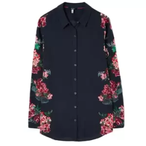 Image of Joules Womans Elvina Button Through Blouse Navy Border Floral 12