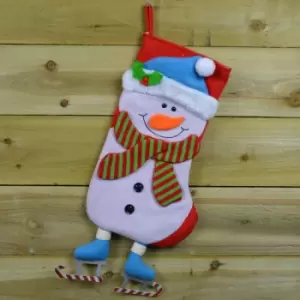 image of 16' Plush Red Christmas Present Stocking - Snowman