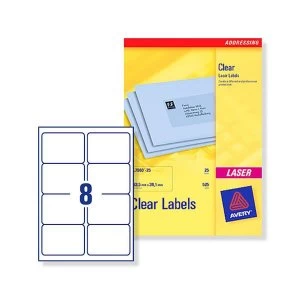 image of Avery L7565-25 Shipping Laser Labels 99.1 x 67.7mm Clear Pack of 200 Labels